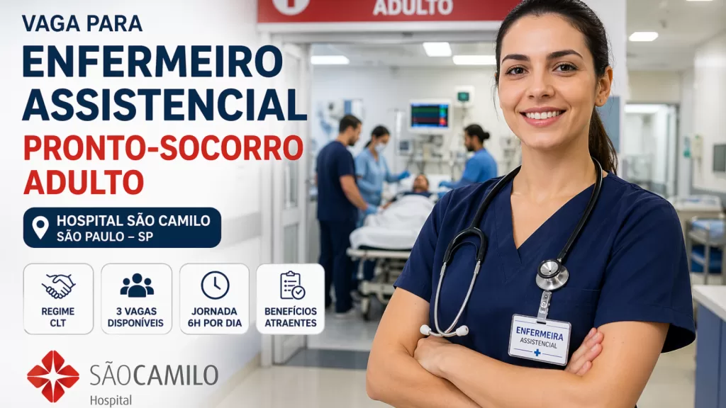 Enfermeiro Assistencial para Pronto-Socorro Adulto no Hospital São Camilo em São Paulo